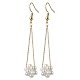 Shell Pearl Beads & Brass Cable Chain Dangle Earrings&nbsp;EJEW-TA00570-1