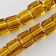 ガラスビーズ連売り  多面カット  キューブ  ダークチソウ  5~6x5~6x5~6mm  穴：1mm  95~100個/連  54~57cm&nbsp;GLAA-R041-6x6mm-12-1