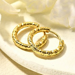 女性用304ステンレスフープピアス  イオンプレーティング（ip）  リング  14KGP本金メッキ  17x2.5mm