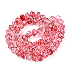 透明ガラスビーズ連売り  ファセット（32ファセット）  ロンデル  クリムゾン  6x5mm  穴：1mm  約80~85個/連  38~40cm&nbsp;GLAA-T023-6mm-A13