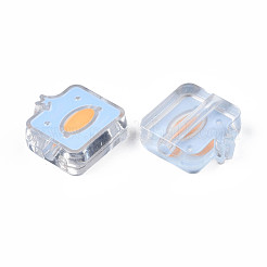 透明なアクリルビーズ  エナメル  アヒルと正方形  ライトスカイブルー  24x23x8mm  穴：3mm&nbsp;ACRC-S039-09A