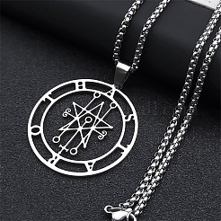 201 Stainless Steel Demonic Symbol Pentagram Pendant Necklaces&nbsp;FS-WG4F203-01