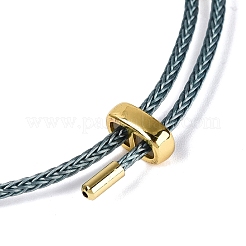 Natural Jadeite Adjustable Cowhide Leather Cord Slider Bracelets with Brass Slider Beads&nbsp;BJEW-N041-06B