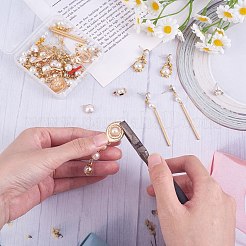 DIYイヤリング作成キット  プラスチック/レジンペンダントを含む  合金/真鍮のスタッド イヤリングのパーツ  ゴールドカラー&nbsp;DIY-SZ0009-30