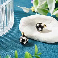 2個真鍮エナメルチャーム  サッカーのチャーム  ゴールドカラー  ブラック  15x12mm  穴：4x2.5mm&nbsp;KK-TA0008-66