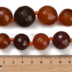 染色・加熱処理された天然瑪瑙のグラデーションビーズ連売り  ラウンド  多面カット  暗赤色  15.5~24.5mm  穴：1.2~1.8mm  約21個/連  17.32''（44センチメートル）&nbsp;GG-CBA007A-D11-01A