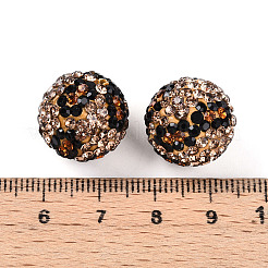 樹脂粘土パヴェラインストーンビーズ  ディスコボールビーズ  ラウンド  ヒョウ柄  スモークトパーズ  16mm  穴：1.6~1.8mm&nbsp;RB-T018-02A