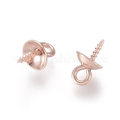 304ステンレススチールスクリューアイピンペグベイル  片穴パーツ用  ローズゴールド  10x6mm  穴：2mm  ピン：1mm&nbsp;STAS-H410-18RG-B