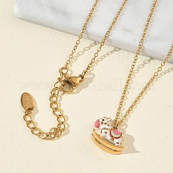 女性用304ステンレススチール製エナメル加工ロッキングホースペンダントネックレス  ゴールドカラー  ショッキングピンク  15.75インチ（40cm）&nbsp;NJEW-T022-01B