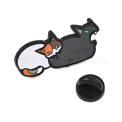 猫のエナメルブローチ  バックパック用合金ラペルピンバック  ブラック  ブラック  15.5x33mm&nbsp;JEWB-I061-08EB