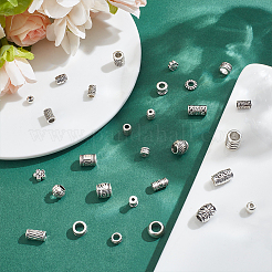 300個30スタイルチベットスタイルアロイビーズ  アンティークシルバー  4~12x2~10.5mm  穴：1~6mm  10個/スタイル&nbsp;FIND-ME0001-54