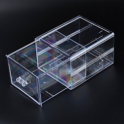 ポリスチレンプラスチックビーズ貯蔵容器  長方形の引き出し  透明  19.4x15.2x11.5cm&nbsp;LS-CON-N011-042