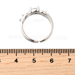 Teardrop 925 Sterling Silver Cubic Zirconia Adjustable Cuff Rings for Women&nbsp;RJEW-S631-02P