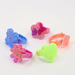 バレンタインデーのギフトの子供のアクリルリング  ABカラー  混合スタイル  ミックスカラー  14~15mm&nbsp;RJEW-S618-M