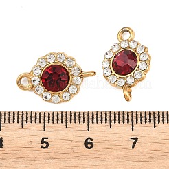 304ステンレススチールラインストーンコネクタチャーム  花のリンク  イオンプレーティング（ip）  18KGP本金メッキ  ライトシャム  18.5x12x5mm  穴：2mm&nbsp;STAS-G398-30G-03