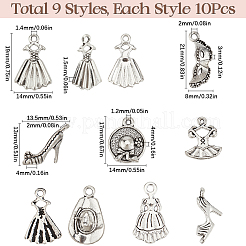 90Pcs 9 Styles Alloy Pendants&nbsp;FIND-SC0013-94