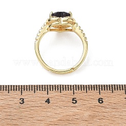 真鍮とパープルハートのキュービックジルコニアを使用した女性用指輪  長持ちメッキ  ゴールドカラー  ハート：11x12mm  内径：18mm&nbsp;CU-CBA7E55-14G