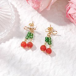 キャットアイダングルスタッドピアス5組  ラウンド  304ステンレス鋼と真鍮を使用  ゴールドカラー  37.5x16.5mm&nbsp;EJEW-JE06495
