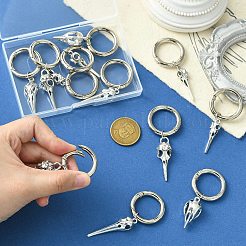 14個 7スタイル 鳥の頭蓋骨合金靴チャーム  合金スプリングゲートリング付き  アンティークシルバー＆プラチナ  61~73mm  2個/スタイル&nbsp;HJEW-CJ00037