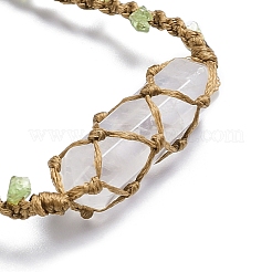 Natural Quartz Crystal Bullet Braided Bead Bracelet&nbsp;BJEW-K225-01B