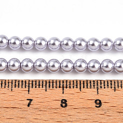 ベーキングペイントパール化ガラスパールビーズ連売り  ラウンド  ラベンダー  4mm  穴：0.6mm  約103~104個/連  15.75~15.94インチ（40~40.5cm）&nbsp;HY-N002-4mm-A04