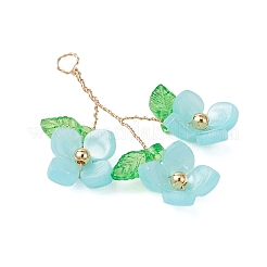 アクリルと銅線のペンダントが付いたプラスチック  花  空色  40~42x30~35x6~7mm  穴：3mm&nbsp;PALLOY-JF03601-02
