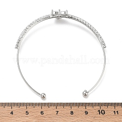 Brass Micro Pave Clear Cubic Zirconia Cuff Bangles&nbsp;KK-D112-04P