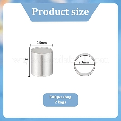 真鍮スペーサービーズ2袋  チューブ  銀  3x2.5mm  穴：2.3mm  500個/袋&nbsp;KK-PH0005-56