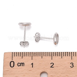 ロジウムメッキ 925 スターリングシルバー スタッド イヤリング セッティング  フラットラウンド  プラチナ  6.5x1.5mm  トレイ：5mm  ピン：0.6mm&nbsp;STER-F032-02P