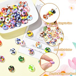 アクリルヨーロピアンビーズ  模様ロンデル  大穴ビーズ  ミックスカラー  14x7mm  穴：5.5mm&nbsp;MACR-CJZ0001-02