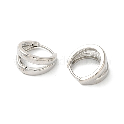 ラックメッキ真鍮イヤリング  長持ちメッキ  鉛フリー＆カドミウムフリー  スプリットのピアス  プラチナ  13.5x8mm&nbsp;EJEW-U012-04P