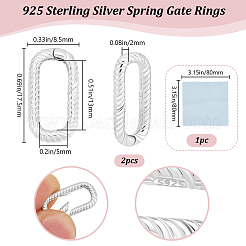 2Pcs 925 Sterling Silver Spring Gate Rings&nbsp;STER-BBC0007-40