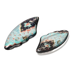 4個4スタイル透明エポキシ樹脂ペンダント  ウイング  スパンコールと金箔付き  薄緑  29~39x14〜X 2.5mm  穴：1mm&nbsp;RESI-B032-01B