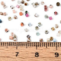 スプレー塗装されたピカソの円筒ガラスシードビーズ  カラフル  1x1.7mm  穴：0.9~1mm&nbsp;GLAA-T028-12A-06
