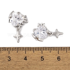 Brass Micro Pave Clear Cubic Zirconia Pendants&nbsp;LS-KK-L212-13P