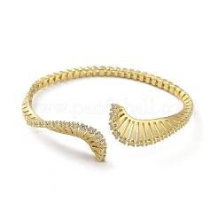 Snake Shape Brass Micro Pave Cubic Zirconia Cuff Bangles&nbsp;BJEW-D039-07G