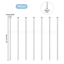 304ステンレススチールフラットヘッドピン400個  ステンレス鋼色  35x0.6mm  22ゲージ  ヘッド：1.4mm&nbsp;STAS-PH0005-46
