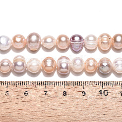 天然養殖淡水パールビーズ連売り  ポテト  ミックスカラー  7~10.5x7~8mm  穴：0.6mm  約22~23個/連  6.50~6.69''（16.5~17センチメートル）&nbsp;PEAR-N013-07O-01