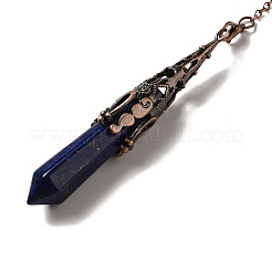 天然のラピスラズリのドウイングの振り子大きなペンダント  真鍮パーツ  弾丸  260~270mm  穴：1.5mm&nbsp;G-H285-06R-05