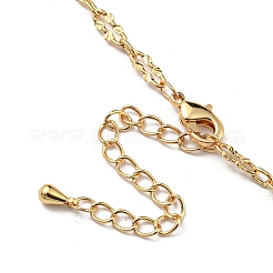 ファセットファン＆ハートガラスペンダントネックレス  真鍮チェーンネックレス  ゴールドカラー  15.94インチ（40.5cm）&nbsp;NJEW-R263-24G