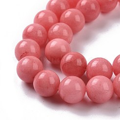 天然石マレーシアジェイドビーズ連売り  模造菱マンガン鉱  ラウンド  染め  鮭色  10mm  穴：1mm  約38個/連  15インチ&nbsp;G-A146-10mm-B08