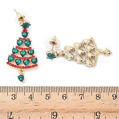 Christmas Alloy Rhinestone Dangle Stud Earrings&nbsp;EJEW-F399-03G