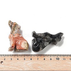 天然および合成宝石彫刻された狼の像の装飾  ホームオフィスデスク風水装飾  31~32x18x48mm&nbsp;G-P525-04