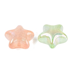UVメッキ透明アクリルビーズ  蓄光ビーズ  スター  グリッターパウダー付き  暗闇で光る  虹色の  ミックスカラー  22x23x13mm  穴：2.8mm&nbsp;OACR-N162-06