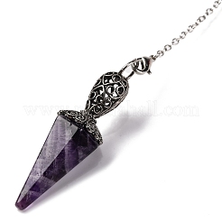Natural Amethyst Pointed Hexagonal Cone Dowsing Pendulums&nbsp;G-Q184-03E-AS