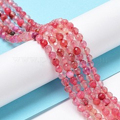 天然石瑪瑙ビーズ連売り  多面カットラウンド  染め＆加熱  サクランボ色  3.7~4x3.9~4.3mm  穴：0.8mm  約89~93個/連  13.98''（35.5センチメートル）&nbsp;G-Q1000-02A