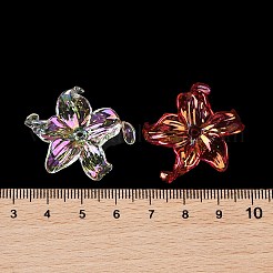 透明なアクリルビーズ  UVカラーメッキ  花  ミックスカラー  28.5x30x8mm  穴：1.6mm&nbsp;X-MACR-K358-06B