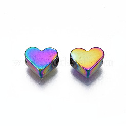 ラックメッキレインボーカラーアロイビーズ  カドミウムフリー＆ニッケルフリー＆鉛フリー  ハート  5.5x6.5x3mm  穴：1.2~1.4mm&nbsp;PALLOY-S180-340