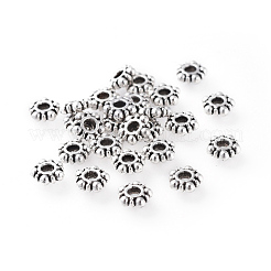 チベット銀ビーズ  鉛フリー＆ニッケルフリー＆カドミウムフリー  花  アンティークシルバー  直径約5.8mm  穴：1.5mm&nbsp;AA116-NF