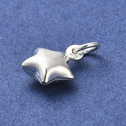 925スターリングシルバーペンダント  丸カン付きスターチャーム  銀  11x9x5mm  穴：3mm&nbsp;STER-P057-06S